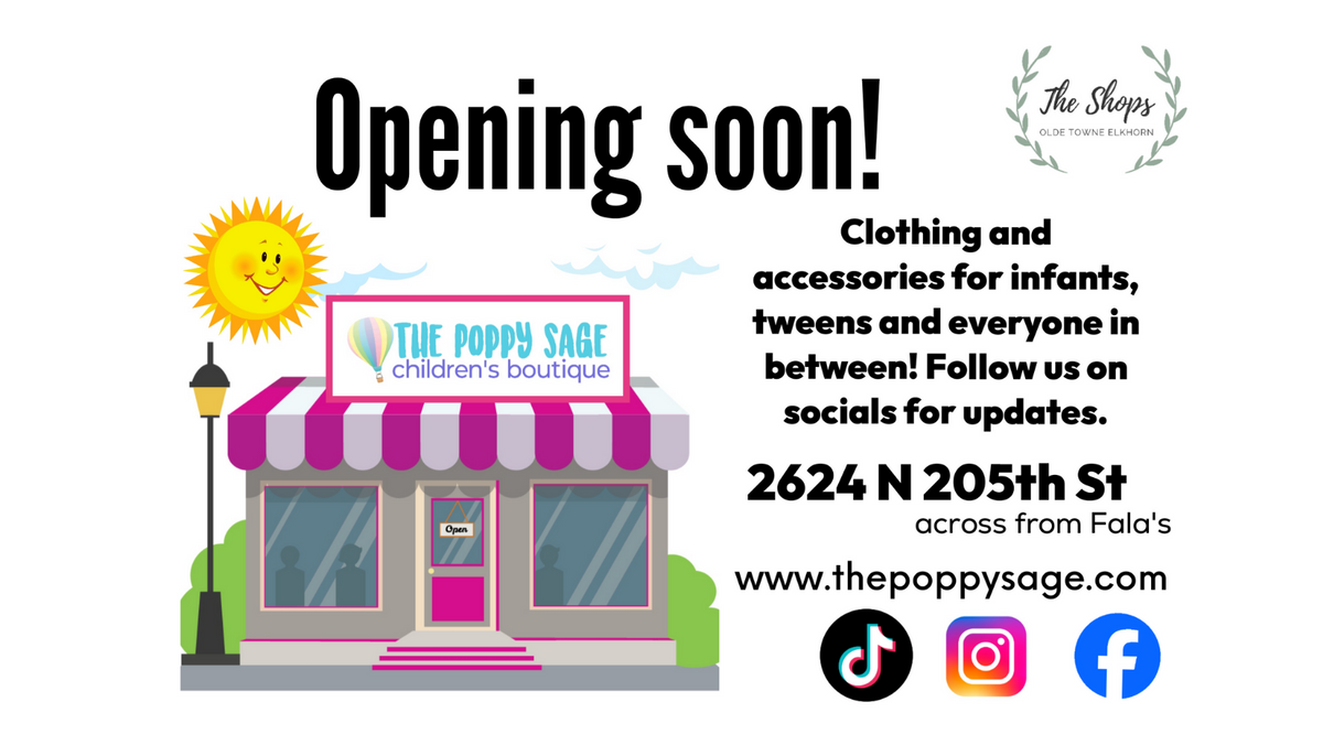 New store opening in Elkhorn, Nebraska! The Poppy Sage Children's