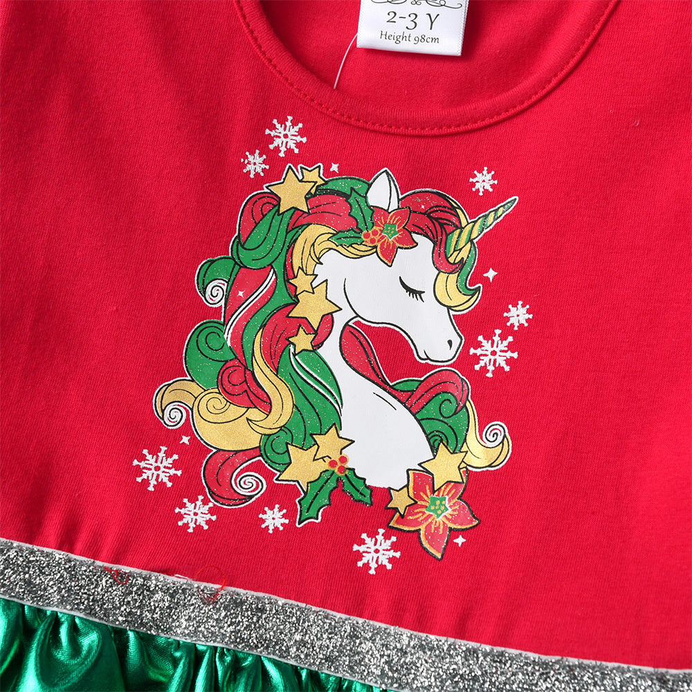 Christmas Unicorn Shimmer Dress