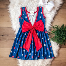 Load image into Gallery viewer, Americana Stars Bow Back Dress