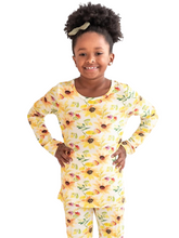 Load image into Gallery viewer, Sunny Sunflower Bamboo Long Sleeve Lounge Set - The Poppy Sage Children's Boutique
