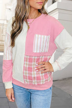 Load image into Gallery viewer, Adult Plaid Striped Patchwork Long Sleeve Top