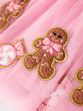 Load image into Gallery viewer, Christmas Tutu Skirt – Pink with Gingerbread &amp; Candy