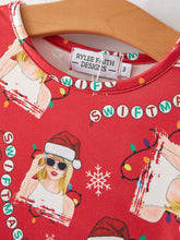 Load image into Gallery viewer, TS Christmas Print Red Girls Dress