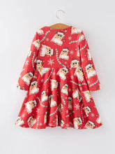 Load image into Gallery viewer, TS Christmas Print Red Girls Dress