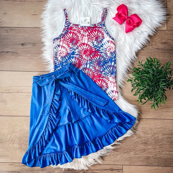 Americana Tie Dye Open Skirt Set