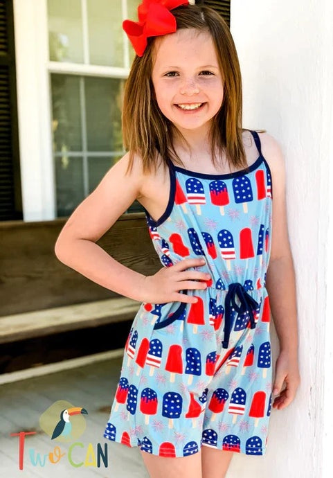 Patriotic Pops Shorts Romper by TwoCan