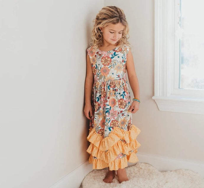 Butter Floral Ruffle Tank Dress