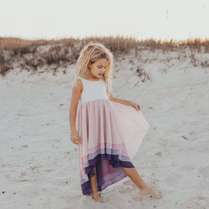 Hi-Lo Frills Lavender Ombre Tiered Dress
