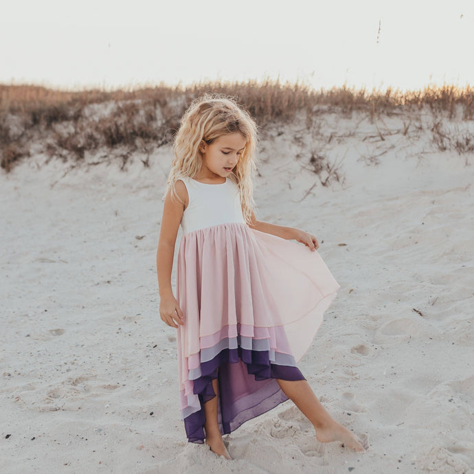 Hi-Lo Frills Lavender Ombre Tiered Dress