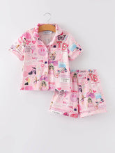 Load image into Gallery viewer, Pink TS Button Short Sleeve Shorts Pajama