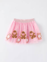 Load image into Gallery viewer, Christmas Tutu Skirt – Pink with Gingerbread &amp; Candy