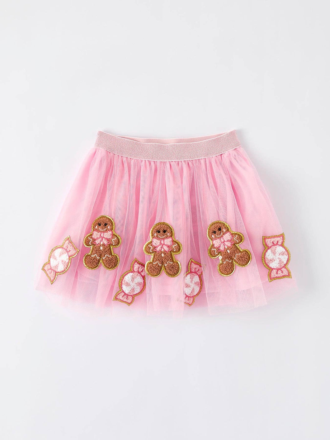 Christmas Tutu Skirt – Pink with Gingerbread & Candy