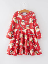 Load image into Gallery viewer, TS Christmas Print Red Girls Dress