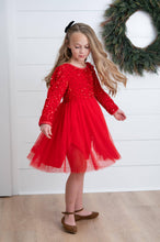 Load image into Gallery viewer, Victoria Red Sequin Fancy Sparkle Tulle Holiday Party Dress