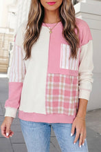 Load image into Gallery viewer, Adult Plaid Striped Patchwork Long Sleeve Top