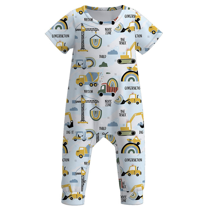 Boy's Digger Truck Rainbow Print Romper