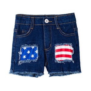 Girls Denim Patriotic Jeans Shorts