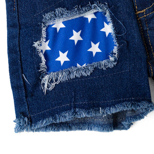 Girls Denim Patriotic Jeans Shorts