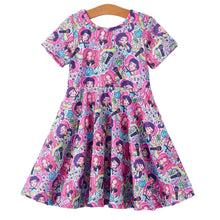 Load image into Gallery viewer, Purple Music Print Short Sleeve Girls Dress