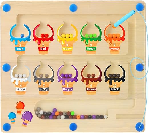 Montessori Wooden Color Matching Counting Puzzle Board