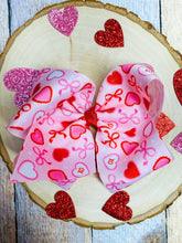 Load image into Gallery viewer, Valentine Candy Hearts &amp; Bows Hair Bow