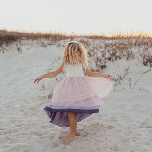 Hi-Lo Frills Lavender Ombre Tiered Dress