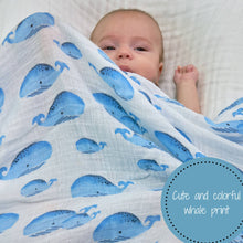 Load image into Gallery viewer, Whale, Whale, Whale Baby Swaddle Blanket