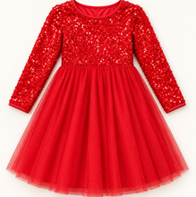 Load image into Gallery viewer, Victoria Red Sequin Fancy Sparkle Tulle Holiday Party Dress