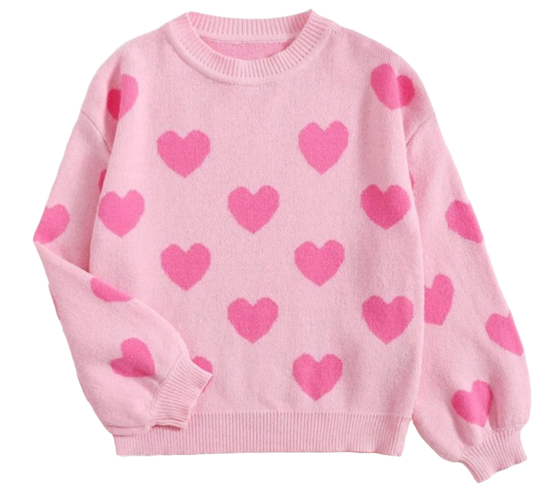 Pink Heart Oversized Sweater