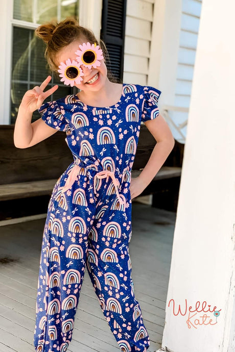 Rainbows & Dragonflies Scoop Back Jumpsuit