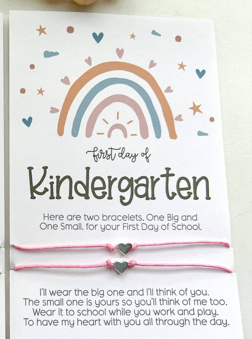 Kindergarten Back to School Wish Bracelet Rainbow Mommy & Me: Pink