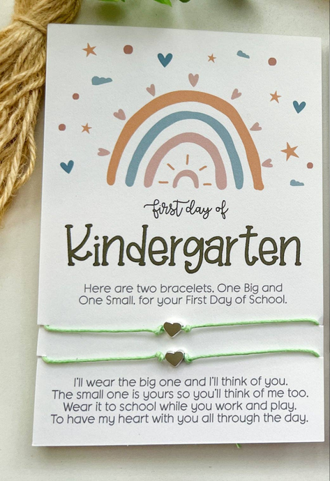 Kindergarten Back to School Wish Bracelet Rainbow Mommy & Me: Aqua