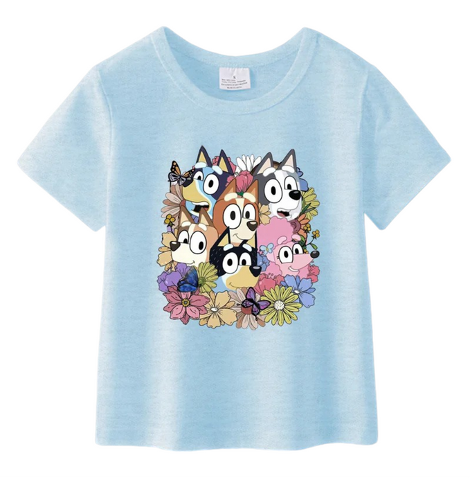 Floral Blue Dog Tee