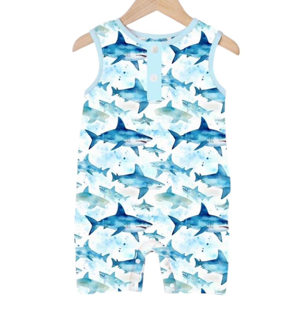 Sharks Baby Sleeveless Romper
