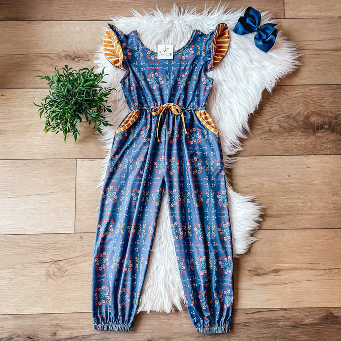 Blue Floral Jumpsuit