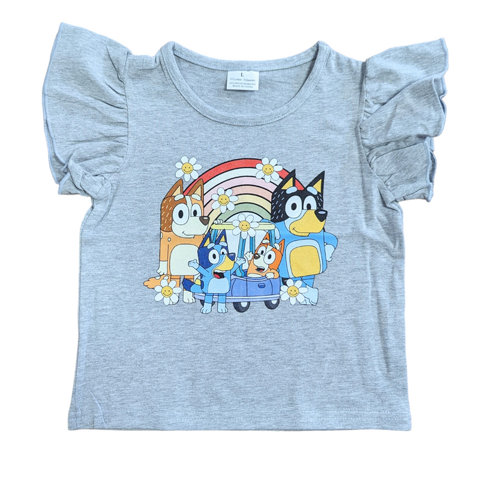 Blue Dog Family Ruffle Tee