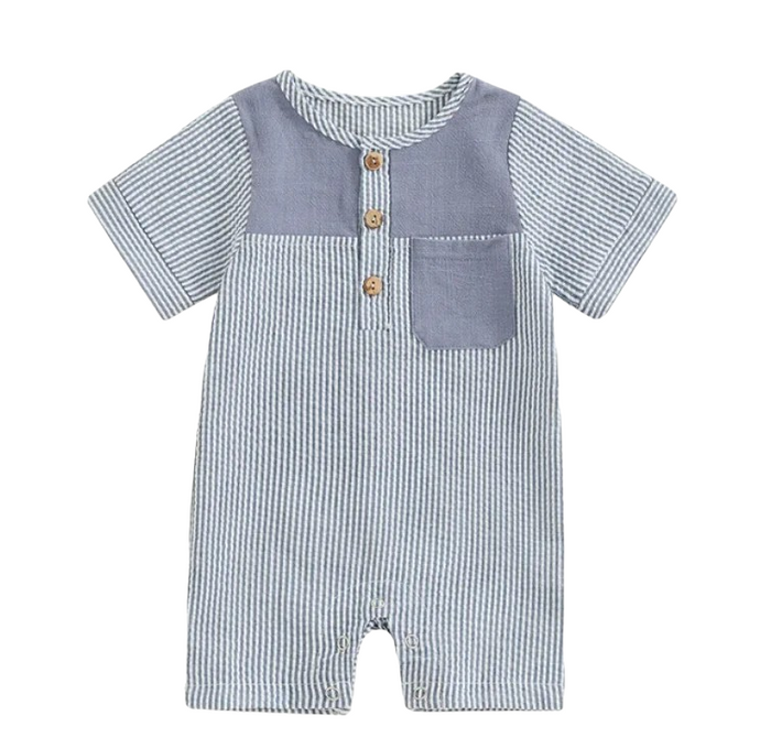 Steel Pin Stripe Button Romper