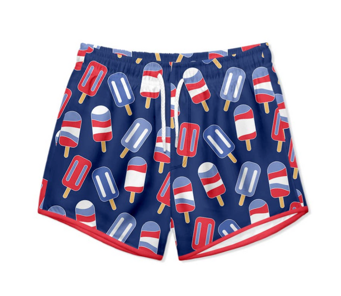 Navy Swim Trunks with Popsicles