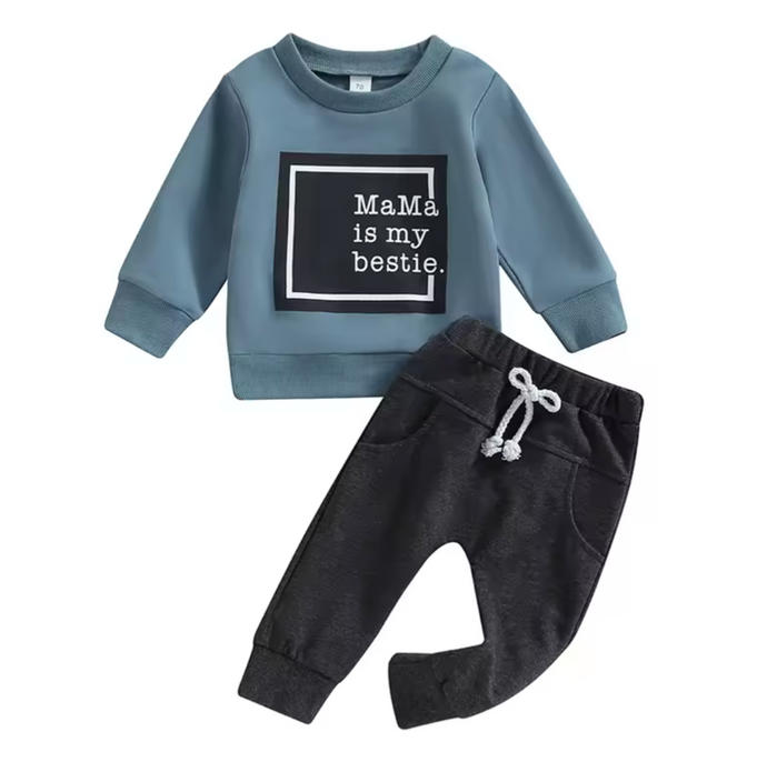 Mama is my Bestie Blue Jogger Set