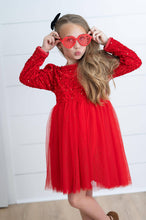 Load image into Gallery viewer, Victoria Red Sequin Fancy Sparkle Tulle Holiday Party Dress