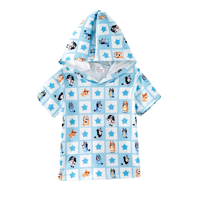 Blue Dog Short Sleeve Hoodie