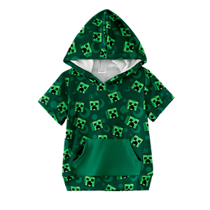 Green Blocks Short Sleeve Hoodie