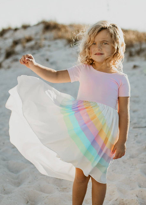 Pink Pastel Rainbow Hi Lo Dress