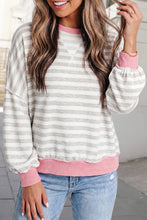 Load image into Gallery viewer, Adult Striped Print Patchwork Casual Long Sleeve Top