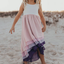 Load image into Gallery viewer, Hi-Lo Frills Lavender Ombre Tiered Dress