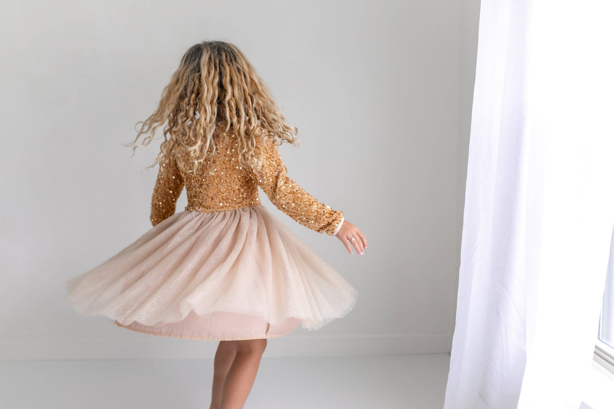 Champagne Holiday Fancy Sparkle Tulle Dress The Poppy Sage Children's Boutique Champagne Holiday Fancy Sparkle Tulle Dress The Poppy Sage Children's Boutique