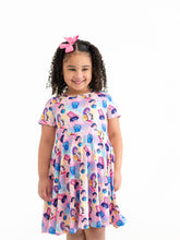 Load image into Gallery viewer, Summer Pop Star Print Girl Twirly Colorful Dress