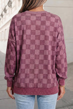 Load image into Gallery viewer, Adult Checkered Print Ribbed Detail Long Sleeve Shift Top