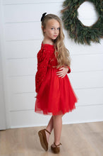Load image into Gallery viewer, Victoria Red Sequin Fancy Sparkle Tulle Holiday Party Dress