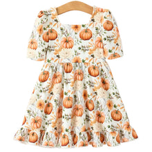 Load image into Gallery viewer, Pumpkin Floral Ruffle Dress